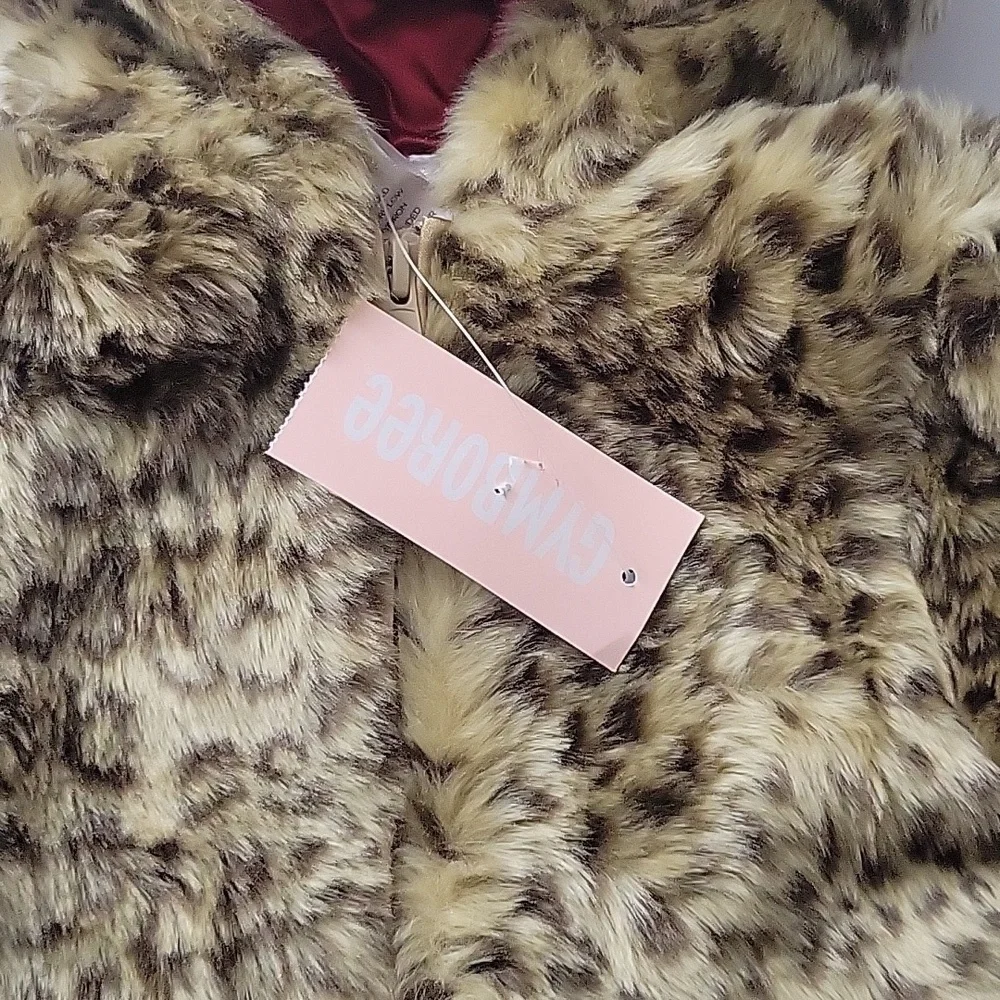 NWT Gymboree Baby Girl Faux Fur Leopard Coat with Ears Size 18 Month-24 Months